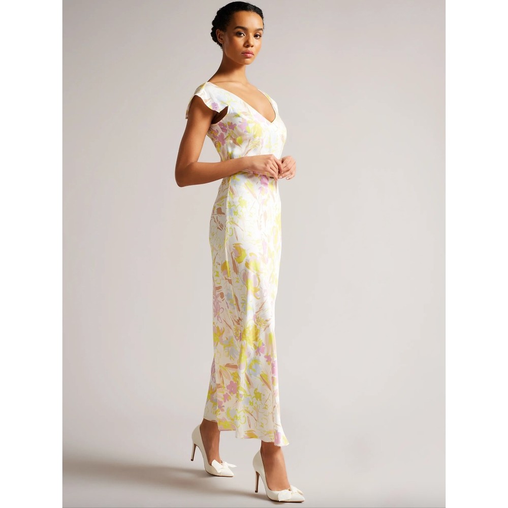 Ted Baker London Hyana Ivory Moire Satin bow pointed womens 10cm pump Sz US 11